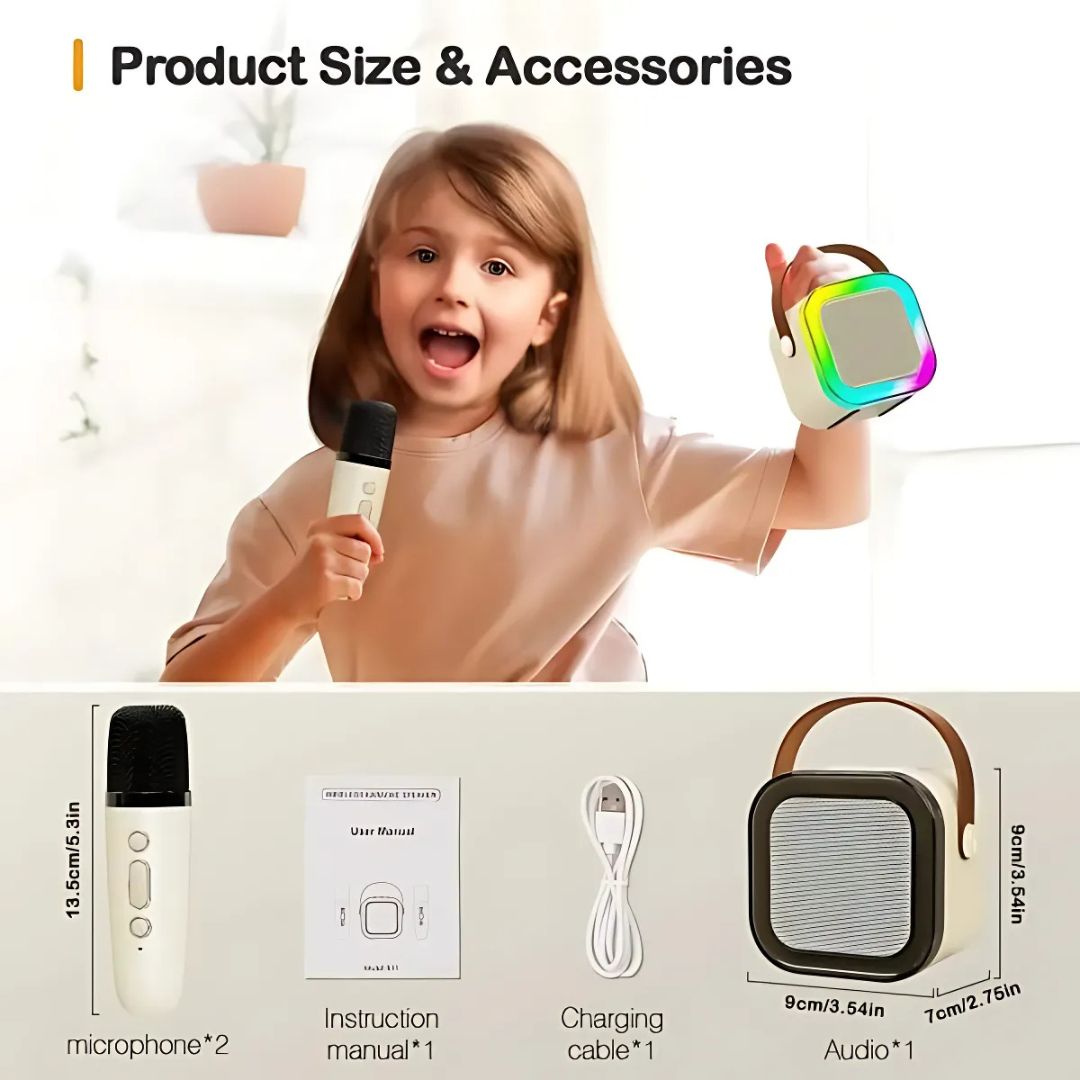 K12 Wireless Bluetooth Karaoke Speaker with Mic | Portable 10W Stereo Speaker for Indoor & Outdoor Music Parties