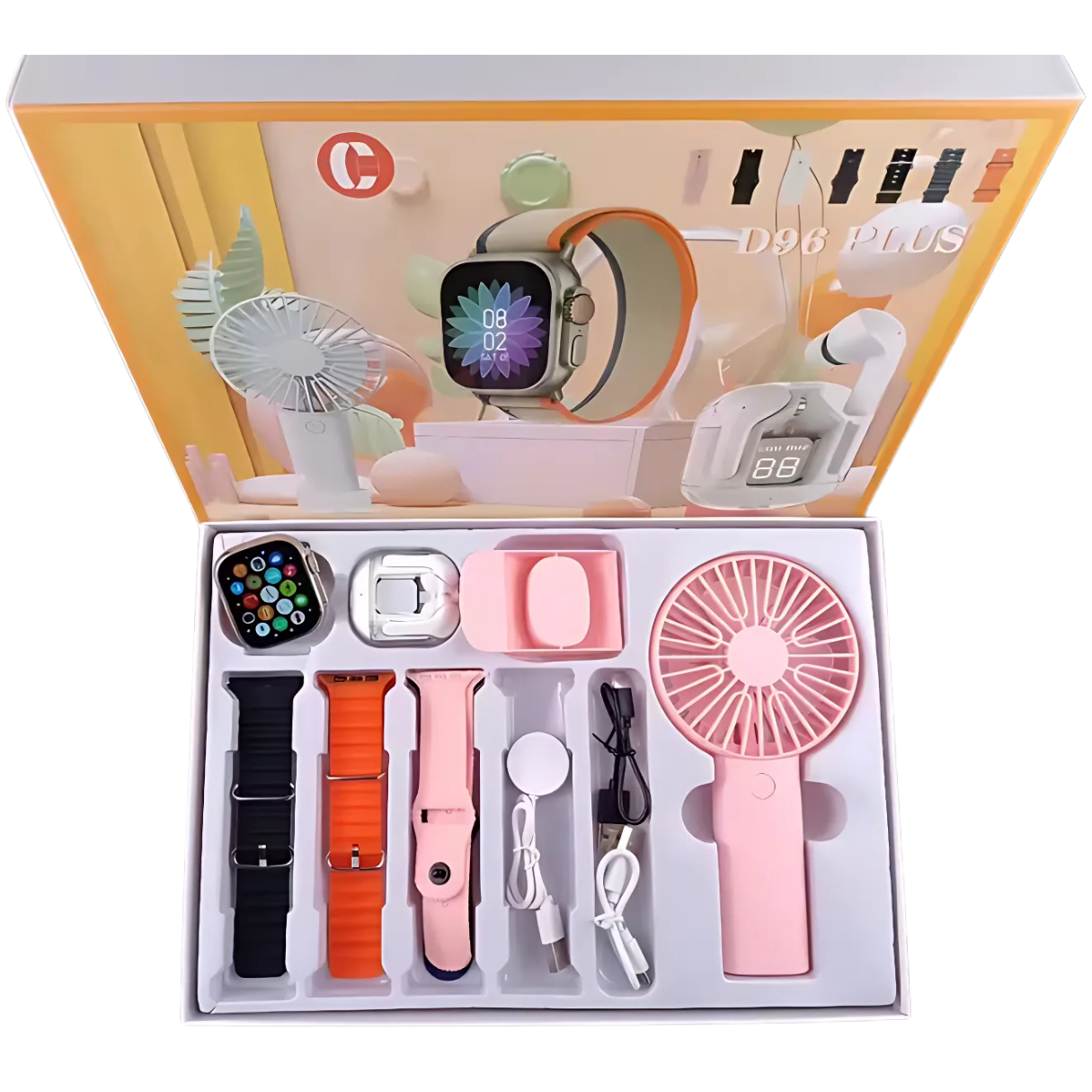 D96 Plus Smartwatch Suit – 9-in-1 Wearable for Health, Fitness & Daily Use