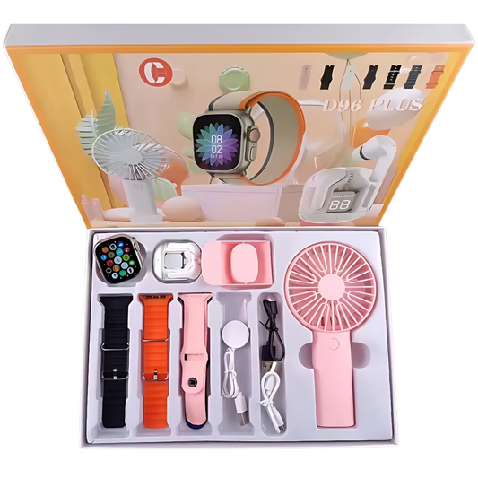 D96 Plus Smartwatch Suit – 9-in-1 Wearable for Health, Fitness & Daily Use