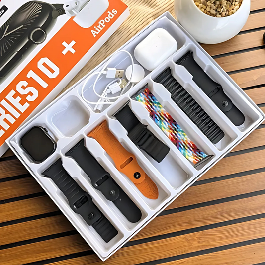 Series 10 Smartwatch With AirPods And 7 Straps