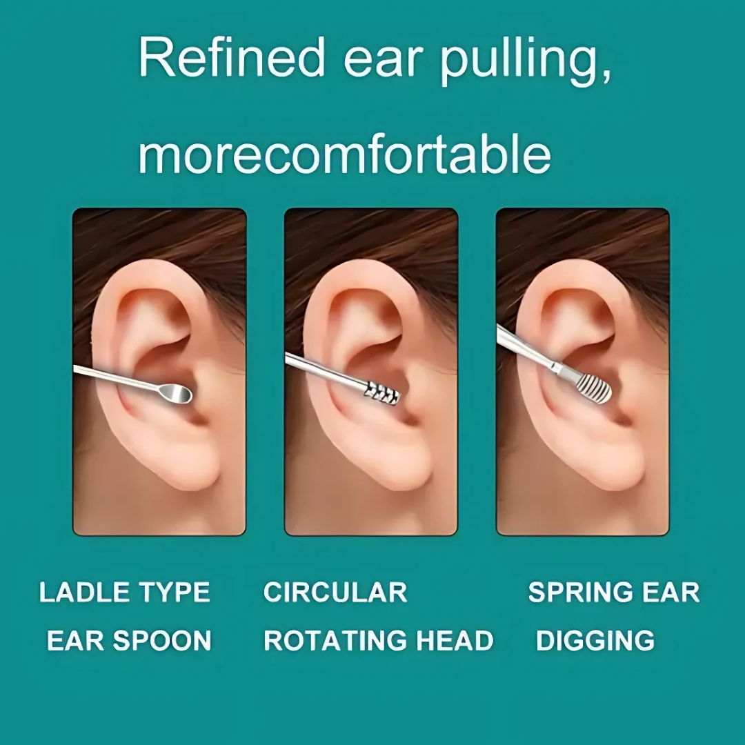 6-in-1 Ear Wax Cleaning Kit – Stainless Steel Earpick Tool Set with Leather Case