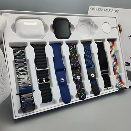 I20 Ultra Max Smartwatch 10-in-1 with 2.3” Screen, AirPods, 7 Straps Included | For Android & iPhone