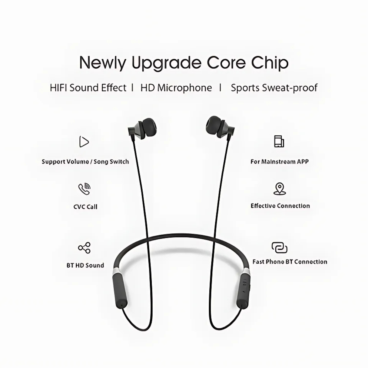 Lenovo HE05 Wireless Bluetooth 5.0 Neckband Earbuds – Hi-Fi Bass, Magnetic In-Ear Sports Headset | Waterproof, Long Battery Life