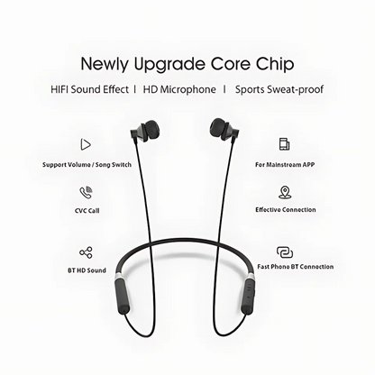 Lenovo HE05 Wireless Bluetooth 5.0 Neckband Earbuds – Hi-Fi Bass, Magnetic In-Ear Sports Headset | Waterproof, Long Battery Life