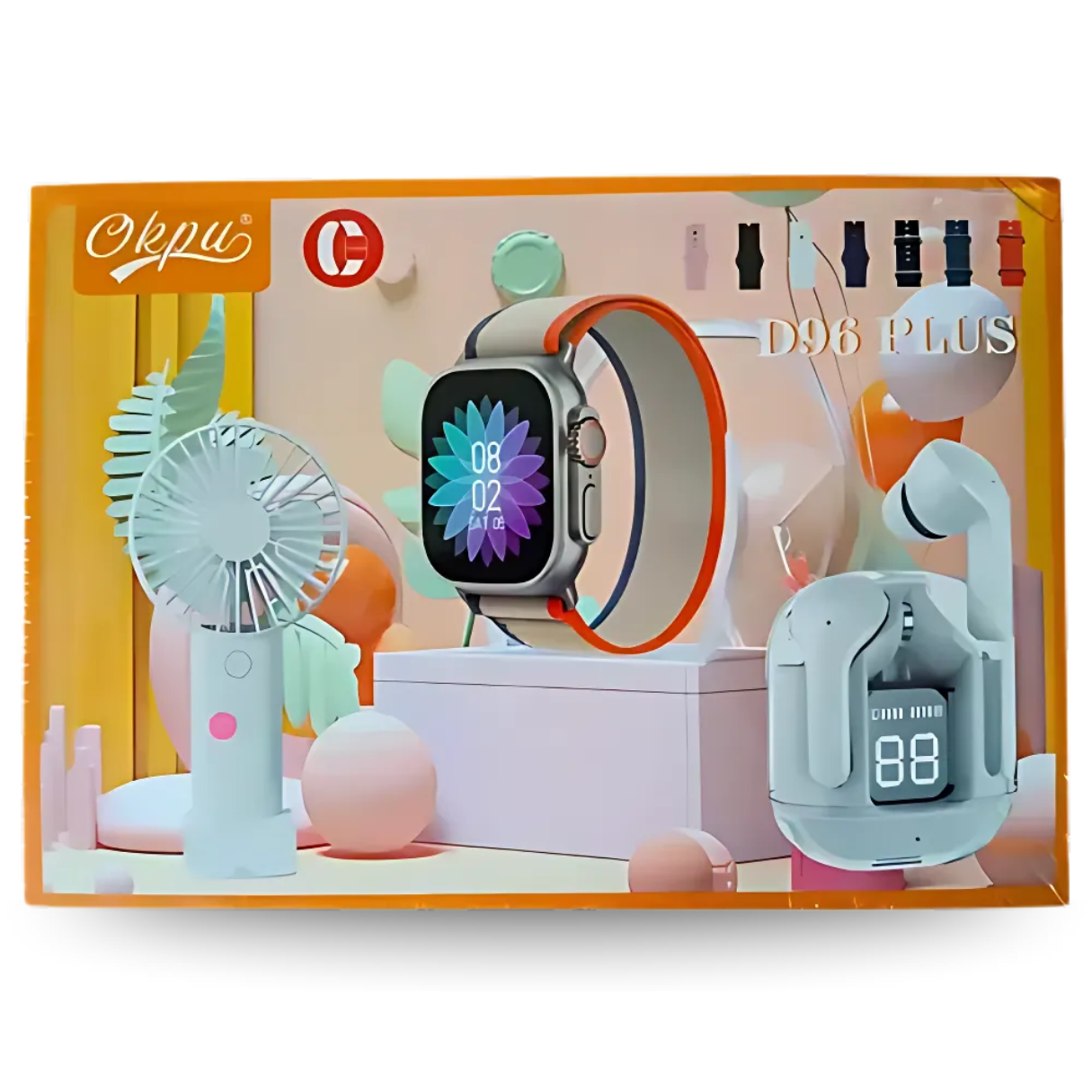 D96 Plus Smartwatch Suit – 9-in-1 Wearable for Health, Fitness & Daily Use