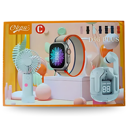 D96 Plus Smartwatch Suit – 9-in-1 Wearable for Health, Fitness & Daily Use