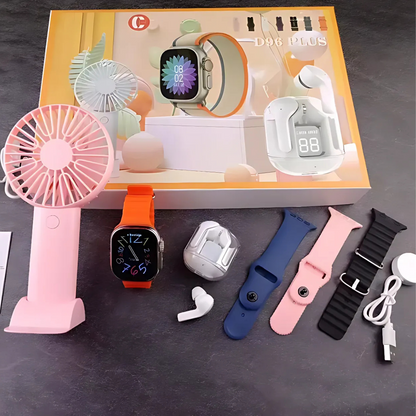 D96 Plus Smartwatch Suit – 9-in-1 Wearable for Health, Fitness & Daily Use