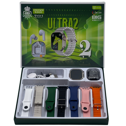 7-in-1 Smartwatch Bundle with Free Straps & Earbuds