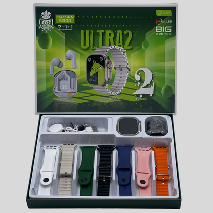 7-in-1 Smartwatch Bundle with Free Straps & Earbuds