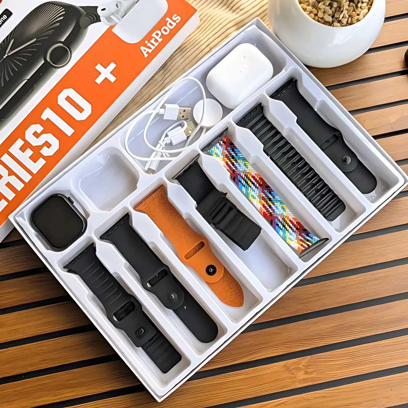 Series 10 Smartwatch With AirPods And 7 Straps