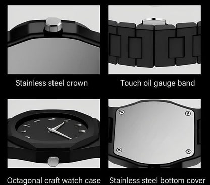 Black Aura Quartz Watch – Lightweight Arabic Dial Men’s Watch